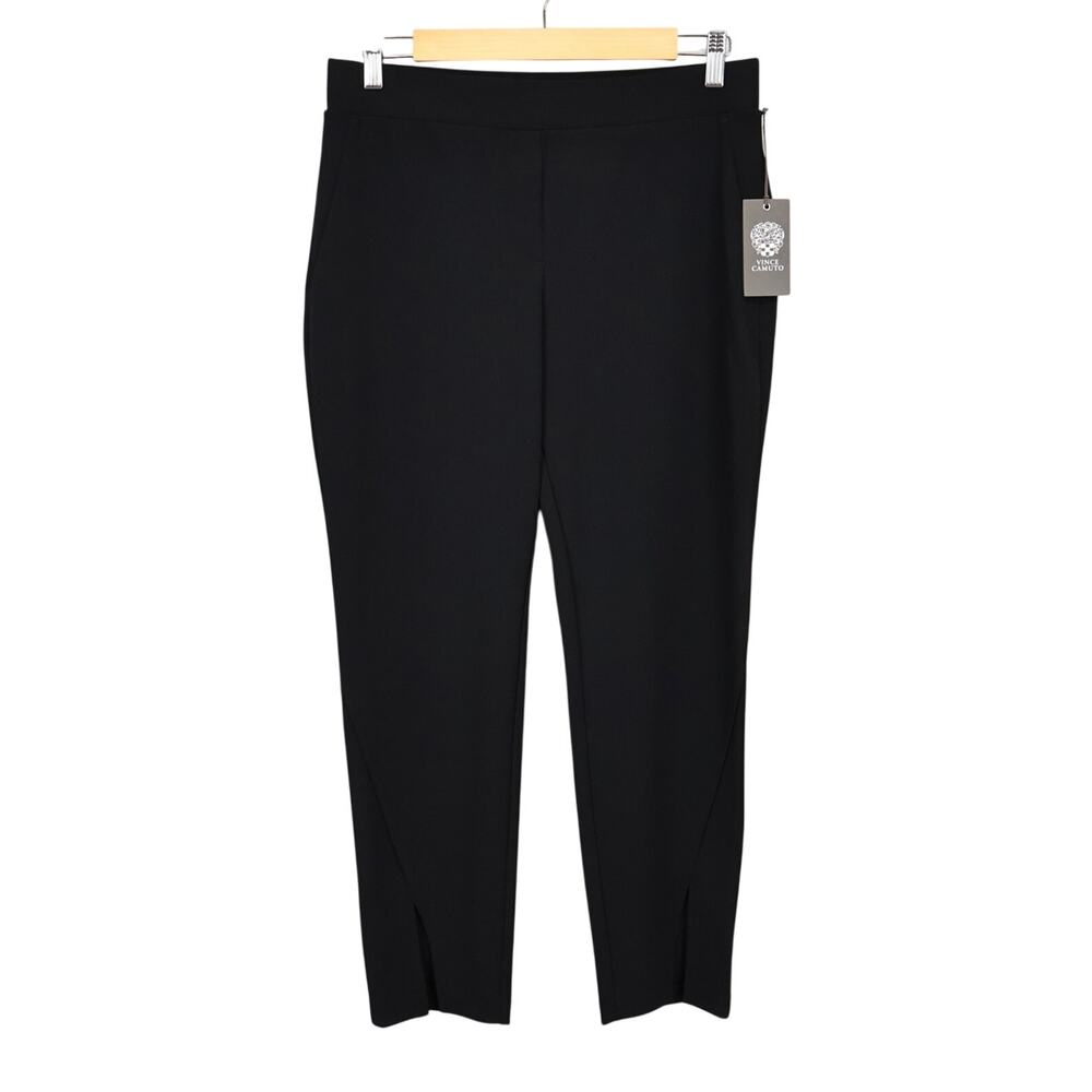 NWT Vince Camuto Crepe Ponte Split Hem Relaxed-Fit Pant Rich Black Size Small